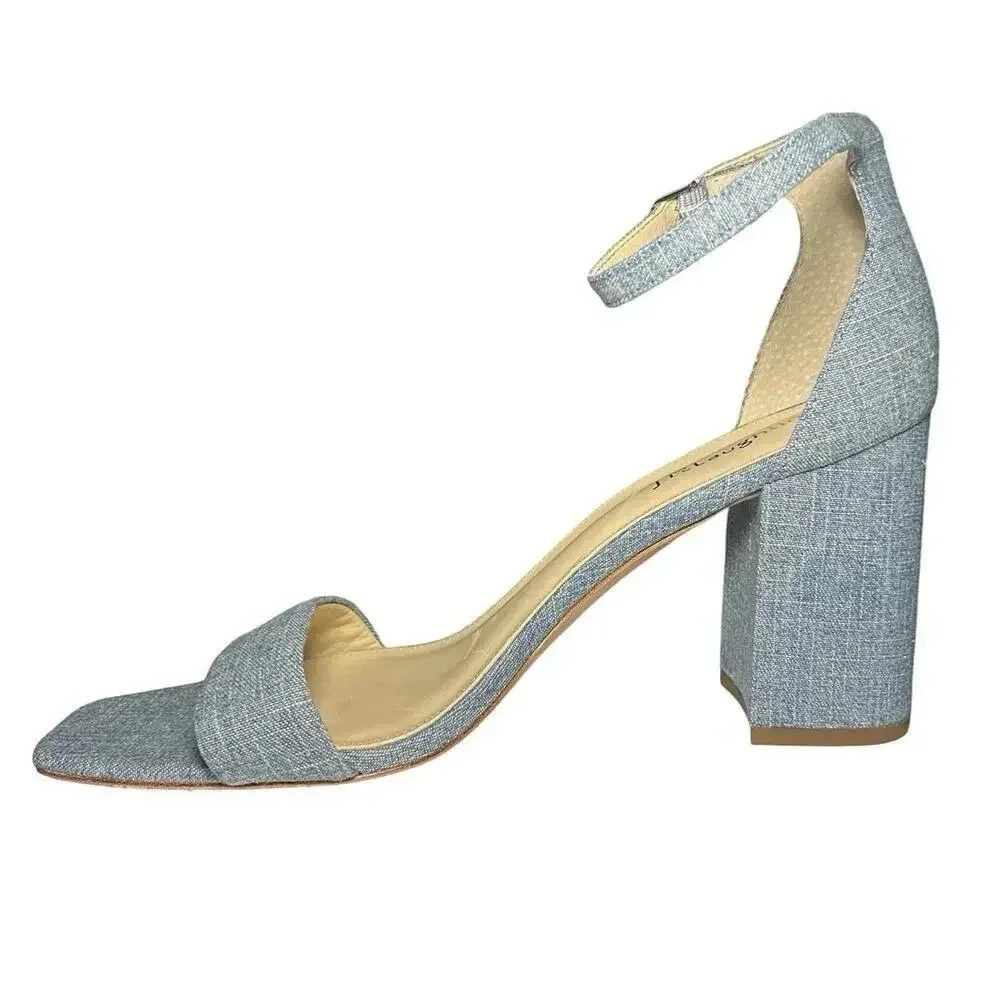 NWOT J McLaughlin Women’s Esme Denim Block Heels with Ankle Strap Blue Size 11